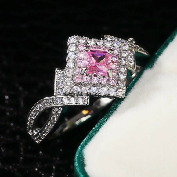 New Bridgeton 925 Silver Diamond Pink Sapphire Ring - Picture 3 of 7